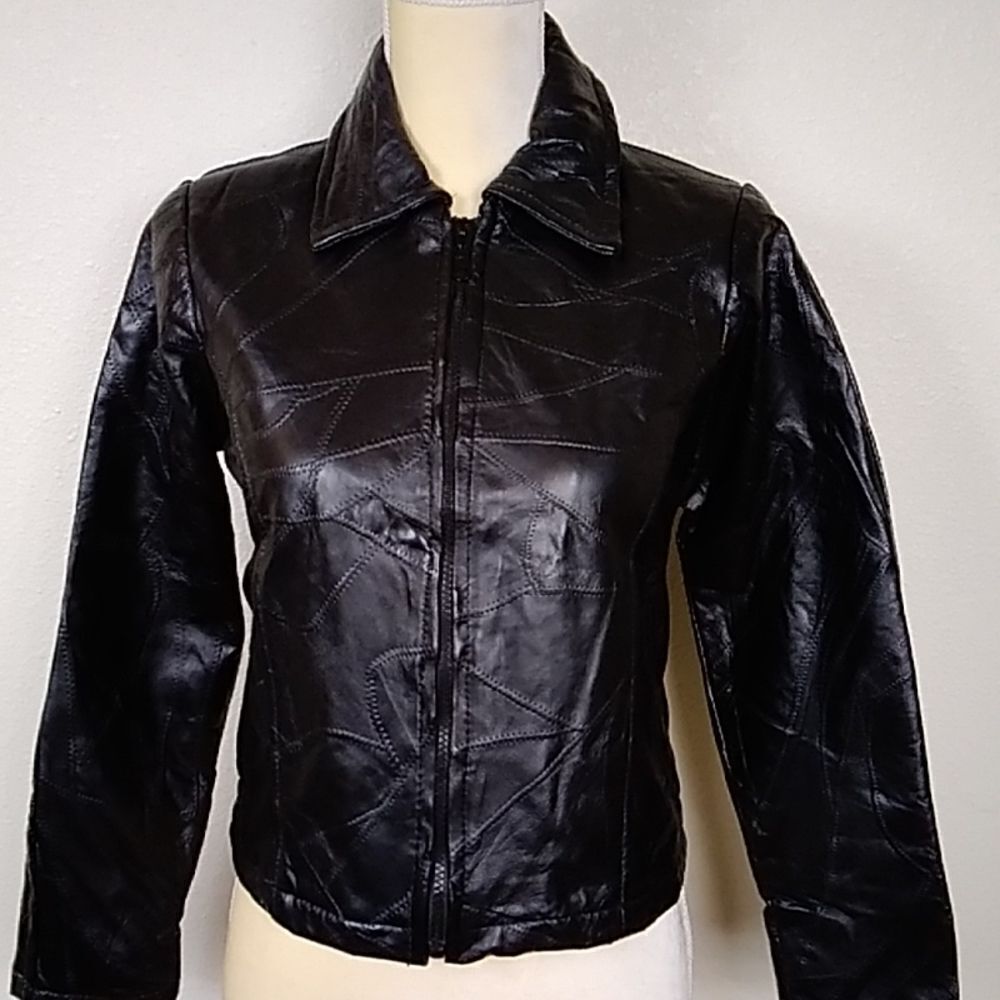 Works Shell Genuine Leather Women's Black Women Jacket Size S